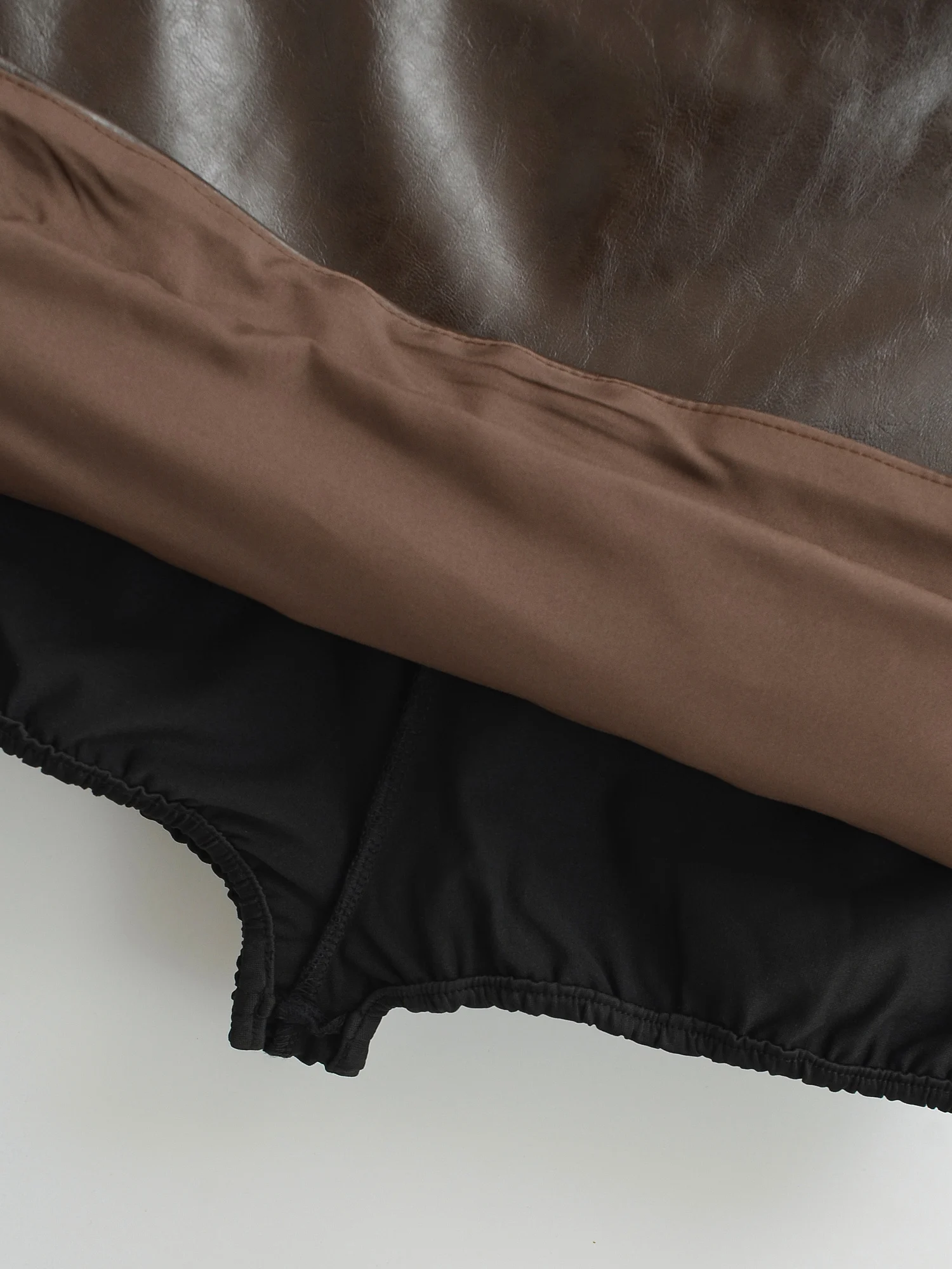 تنورة منخفضة الخصر بقصة ضيقة على شكل حرف A، تنورة كلاسيكية من جلد البولي يوريثان، لون نسائي، تنورة ضيقة غير رسمية بلون نقي #2