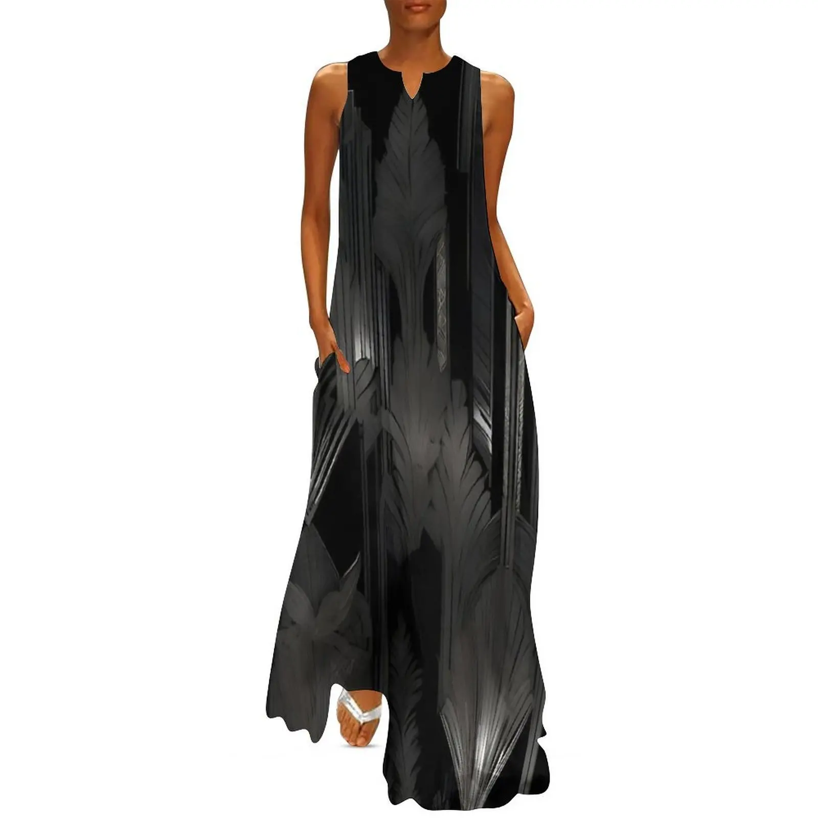 

silver art deco design 057 Long Dress Clothing birthday dress summer dress for women 2025 Summer dresses for women