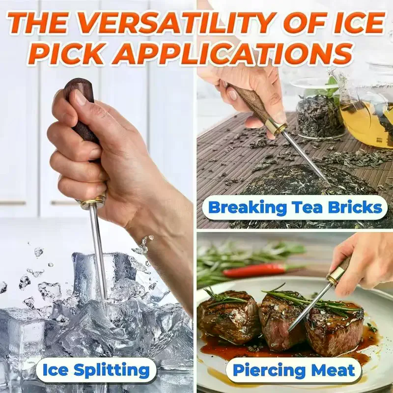 Multifunctional Stainless Steel Ice Pick Portable Cocktail Bar Ice Breaking Tool Household Ice Crusher Bar Accessory