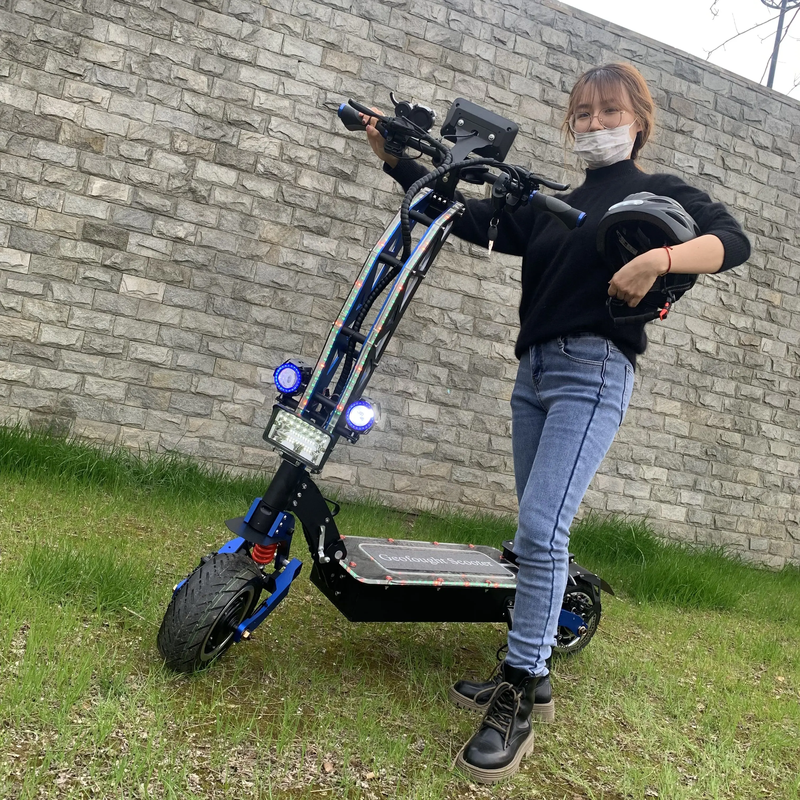 Foldable Good Selling 72V 11 Inch Fat off road Wheels 8000w Dual Motor Electric Scooters with seat For Adults