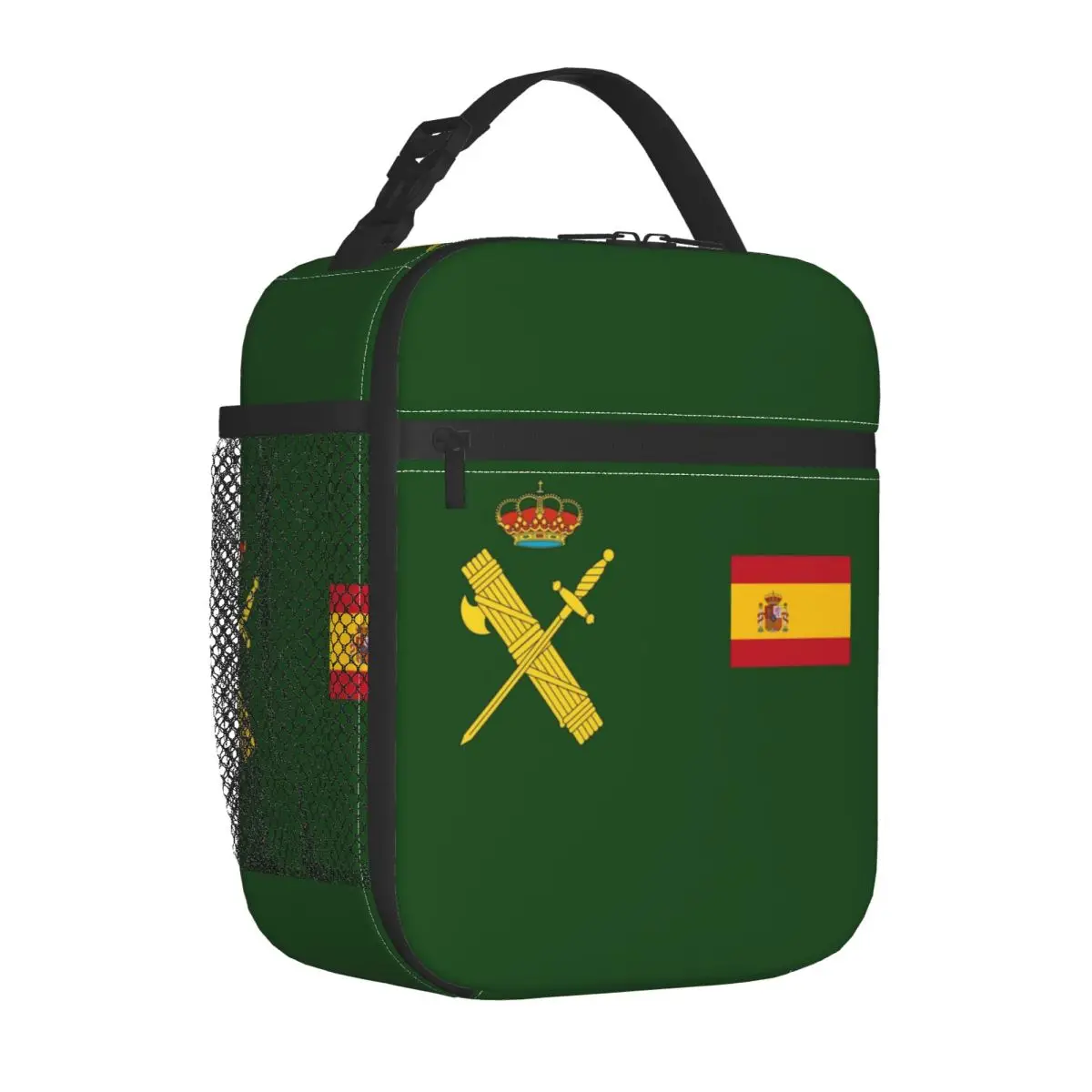 

Spain Flag Plus Emblem Civil Guard Insulated Lunch Bag Cooler Bag Meal Container Spanish Large Tote Lunch Box Food Storage Bags