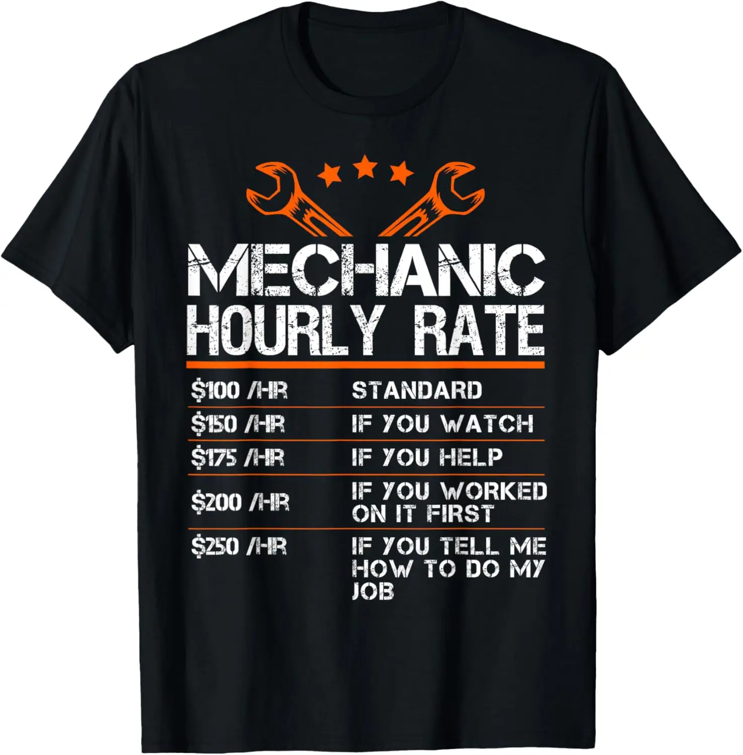 Funny Mechanic Hourly Rate Auto Repair Mechanic Labor Rates T-Shirt