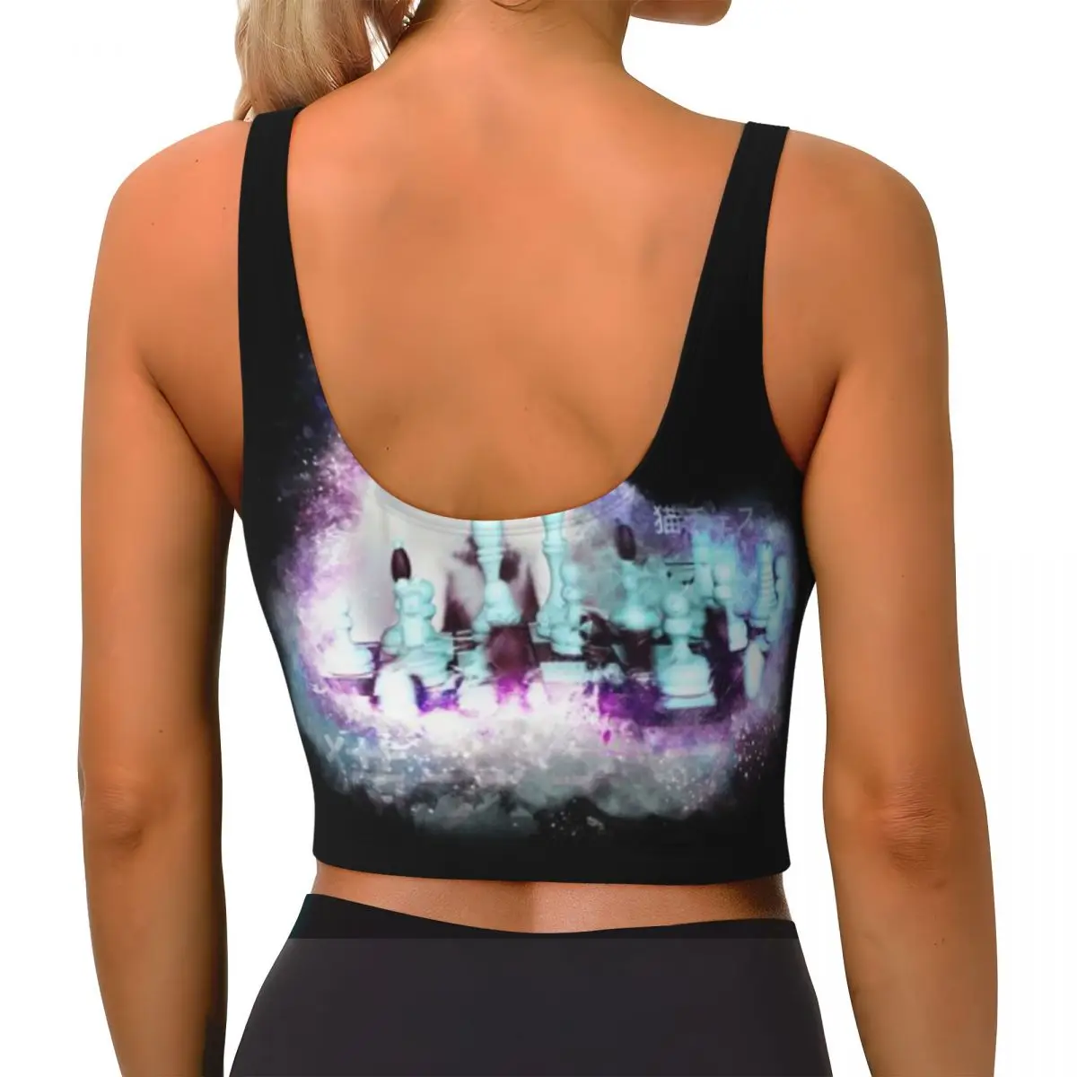 Stretchy Workout Tank Cat Playing Chess With Glowing Pieces Holiday Leisure Wear Lounge Tank