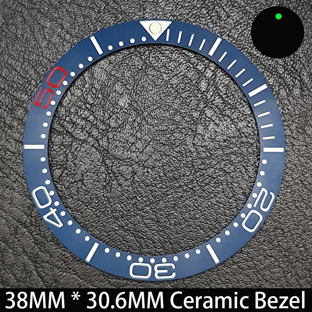 Schräge 38mm * 30,6mm Keramik/Aluminium Blau Leuchtende Lünette GMT und Taucheruhr-Einsatz Passend für 40mm Uhrengehäuse Ersatz-Uhrenteil – Detail 23