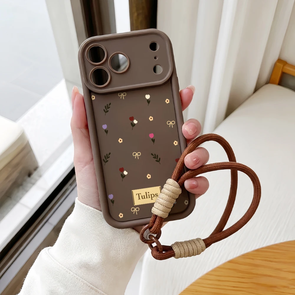 Handyhülle für Samsung Galaxy Note 20 S25 S26 Plus S24 FE S25 S24 Ultra A57 A07 5G Tulpen-Blumendruck Lanyard Silikonhülle – Detail 6