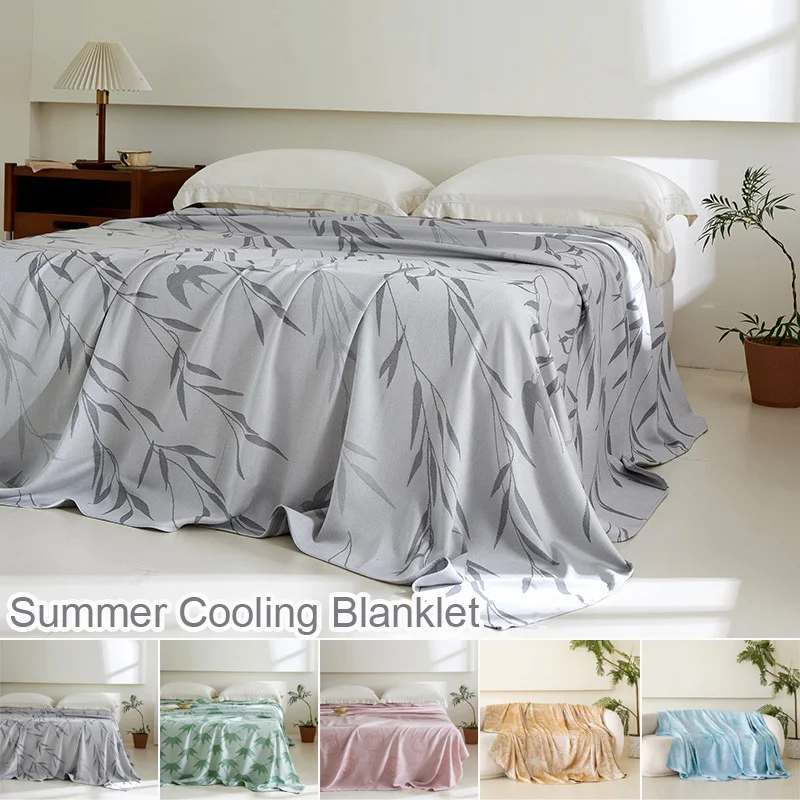 

Cooling Bamboo Fiber Towel Blanket Lightweight Throw Blanket Air Condition Comforter Multi-purpose Cover Blanket for All Seasons