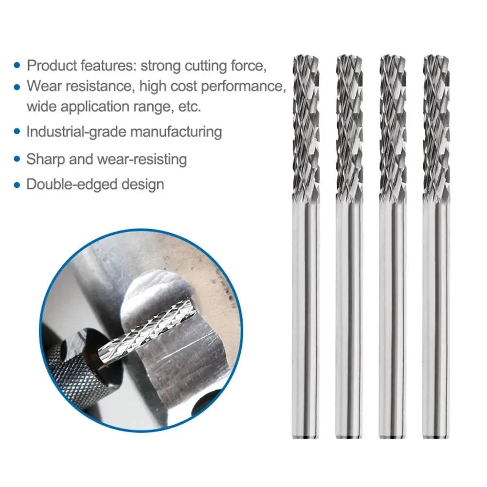 Carbide Rotary File C Type 3mm Shank Tungsten Steel Milling Cutter (10PCS) Suitable For Various Metals And Non Metallic