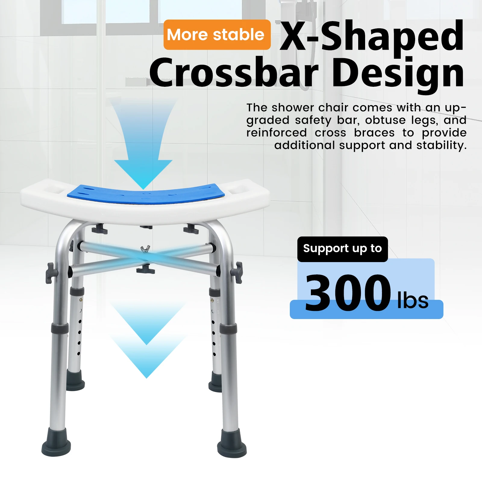 Upgraded Heavy Duty Shower Stool 550 lbs Bath Seat Chair Tool-Free Assembly Height Adjustable Bath Bench with Padded