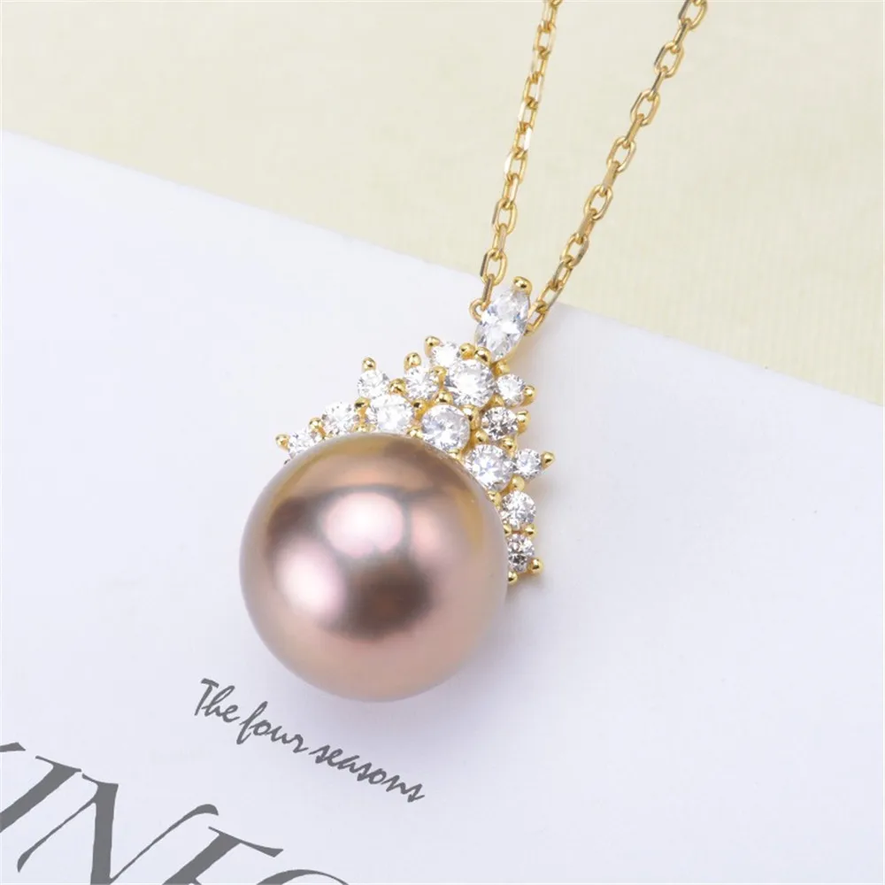 

DIY Pearl Accessories S925 Sterling Silver Pearl Pendant Empty Drop Neck Ice Queen Fit 10-12mm Round Beads D449
