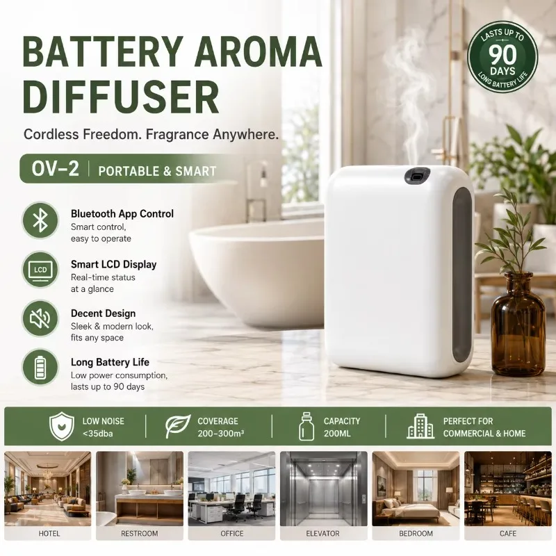 200ml Rechargeable Battery Aroma Diffuser Bluetooth Essential Oil Scent Machine For Bathroom Indoor Home Fragrance Use
