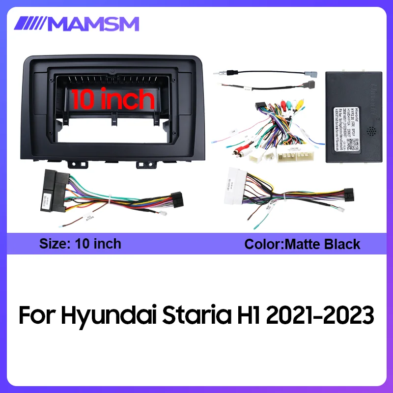 MAMSM 2Din Android Audio Radio Car Frame Fascia Kit Power Cable Canbus Box Adapter Fit For Hyundai Staria H1 2021-2023 10 Inch