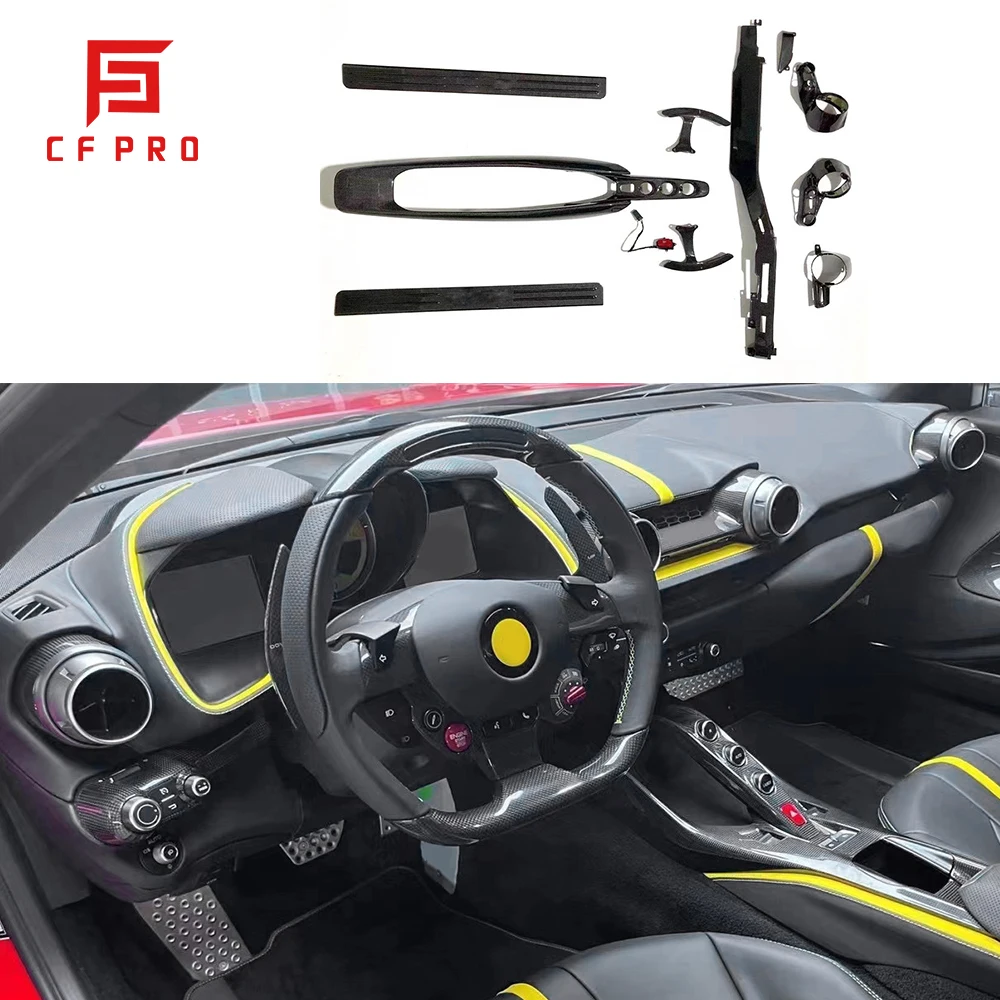 Acessórios de luxo para carro, atualização de fibra de carbono para ferrari 812, console de controle central de carro, peças internas