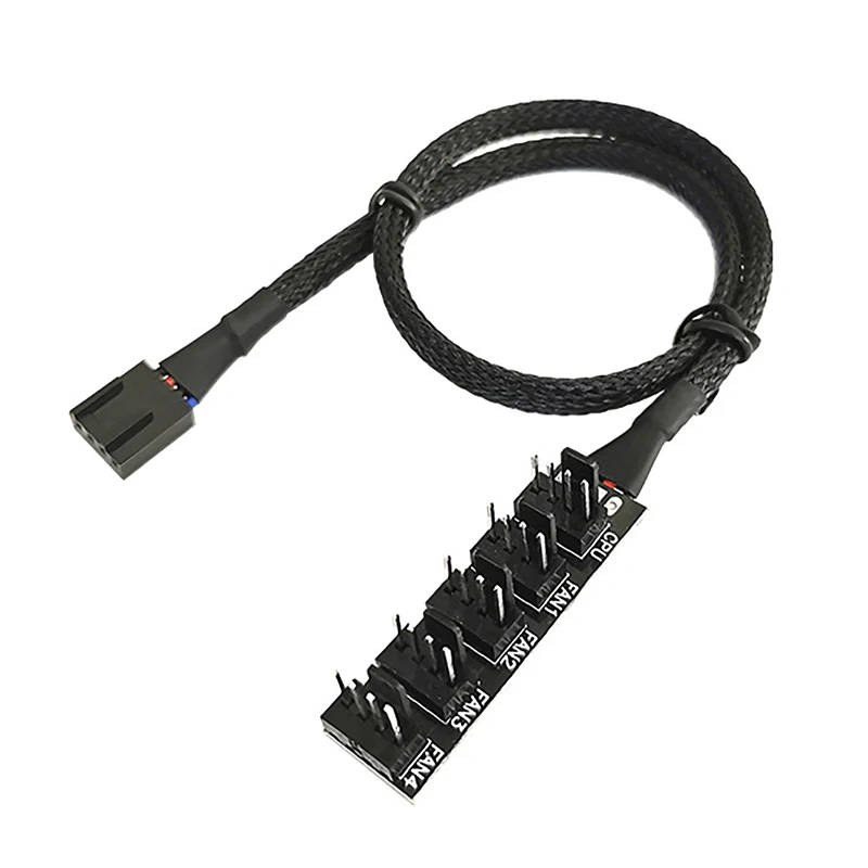 PWM Fan Hub PC CPU Cooling 4/3PIN Fan Power Cable Hub Adapter Sleeved Case Splitter For Computer Cooler Case Fans 1 To 5(40cm)