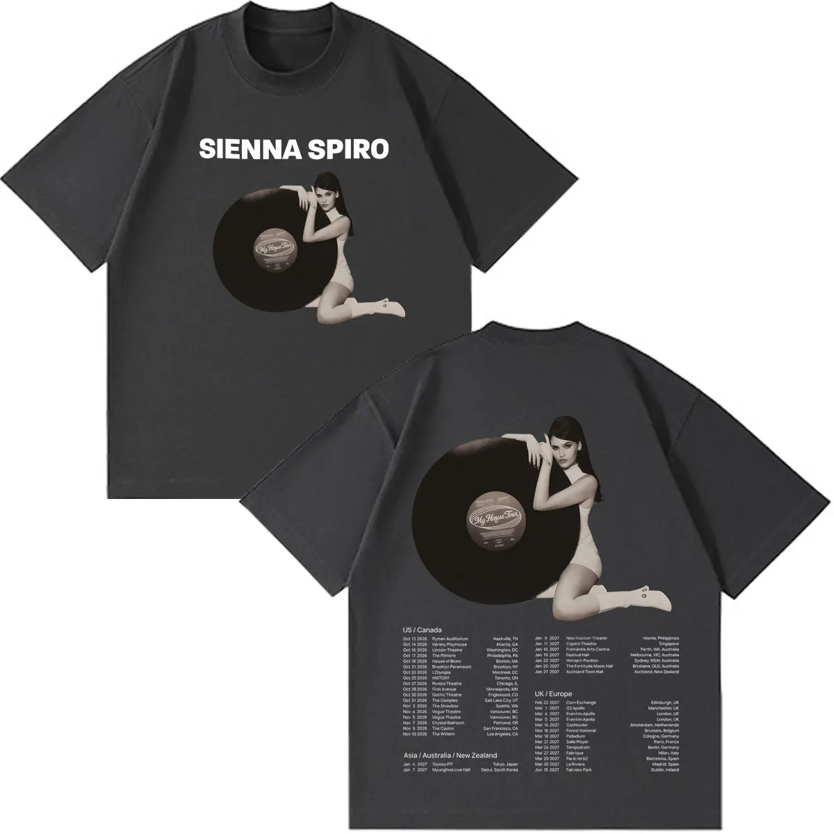 Sienna Spiro My House Tour 2026 Grafik-T-Shirt für Männer und Frauen Hip-Hop Vintage T-Shirt Übergroßes Lässiges Baumwoll-Ästhetik-Trend-T-Shirt – Detail 3