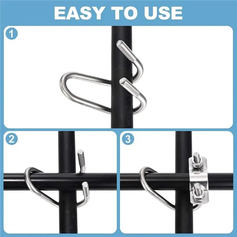 ABKY-Stainless Steel Pipe Clamps Double U-Bolts M6x27x42mm, Heavy Duty For Aquaculture Plumbing