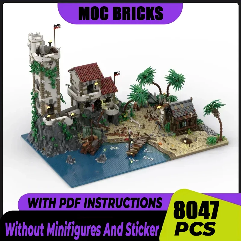 Moc Building Blocks Barracuda Bay Pirate Bay Model Technology Bricks Street View Model DIY Construstion Pirates Model Toys Gifts