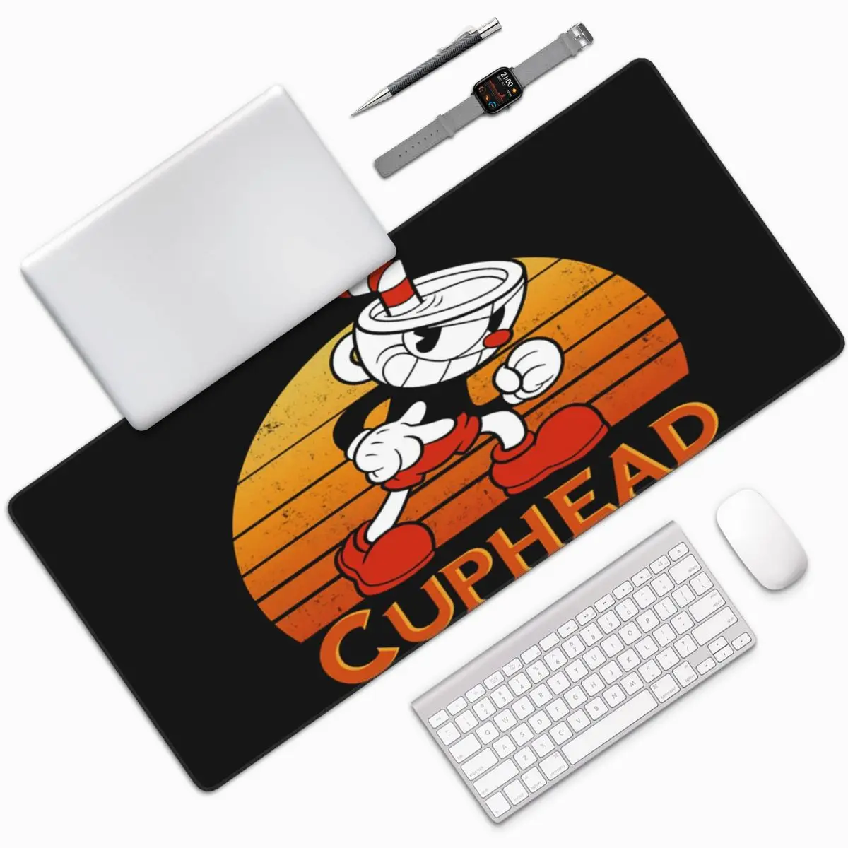 Cuphead Mugman Large Mouse Pad Computer Keyboard Mouse Mat Gaming PC Laptop Desk Mat Office Accessories Table Mats