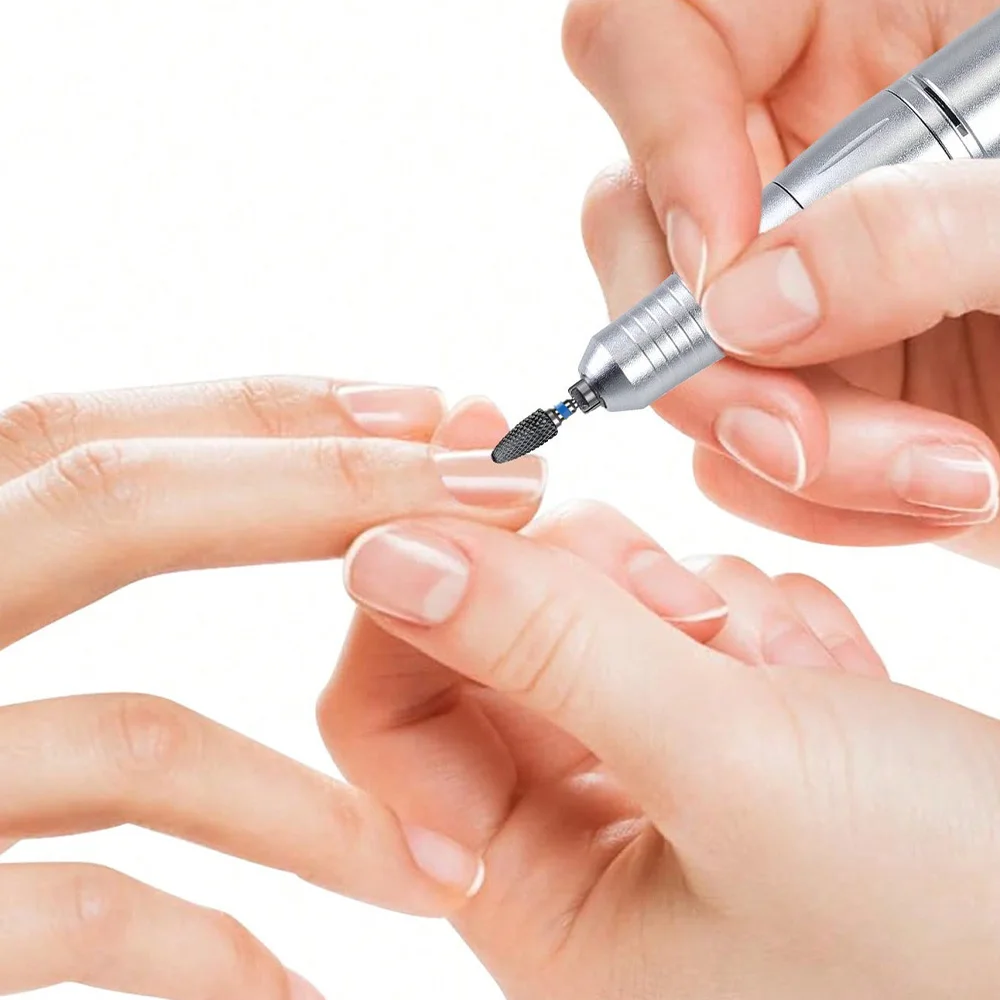 مجموعة رؤوس مثقاب أظافر سوداء مكونة من 10 قطع للتلميع وإزالة أظافر الجل والجلد الميت والبشرة؛ سهلة التنظيف ومتينة #6