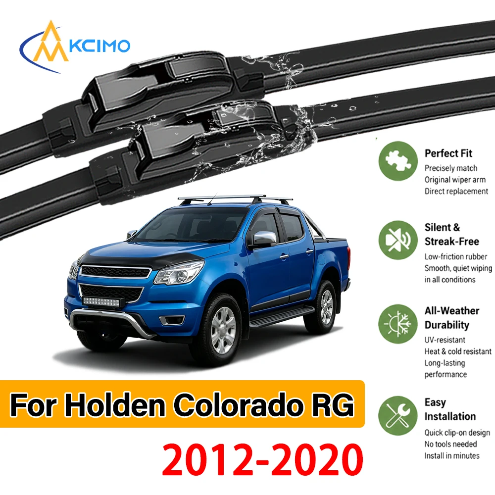 KCIMO Reliable 2-Pack Black Wiper Blades For Holden Colorado RG 2012-2020, Easy Install, Superior Streak-Free Clean