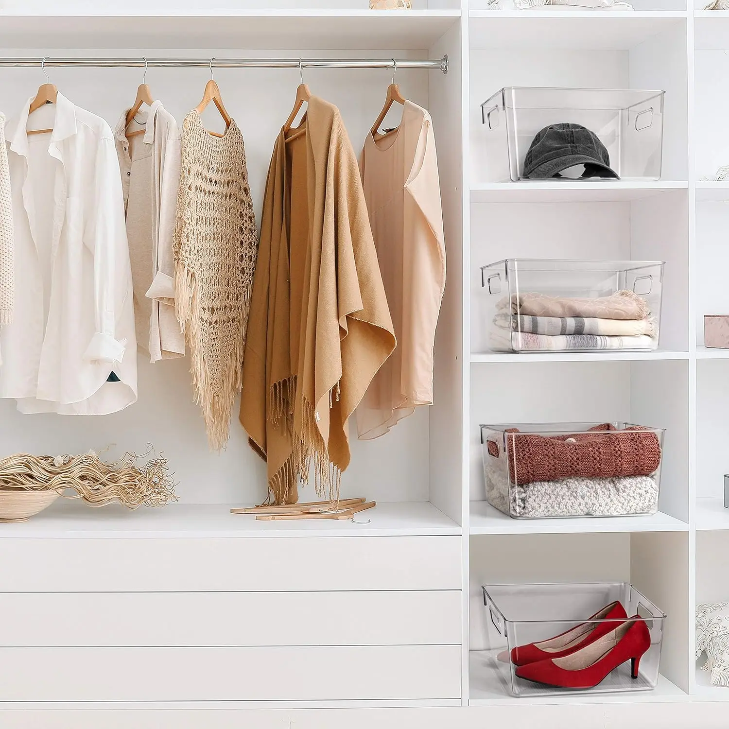 4 Caixas Plastico Transparente، Organizadores Multiuso para Armazenamento em Cozinha، Desensione، Escritoriy، Closet e Freezer #6