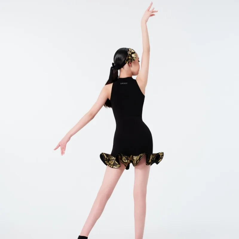 UK Latin Dance Wear Meisjes Kinderen Lente Zomer: Oosterse elegantie dansjurk, traditioneel oefenkostuum Lijndanskostuum