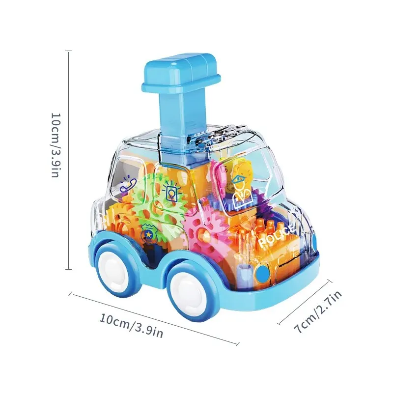 Cartone animato per bambini Press Gear Car Toy Lnertia Pull-back Auto trasparente Puzzle per bambini Giocattolo scorrevole Bambino Ragazzo Ragazza 1-3 anni Regalo