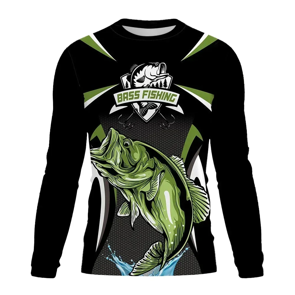 Men's T-Shirts Fishing Graphic 3D Print T Shirt Spring and Autumn Tops New Fashion Casual Long sleevedfor Men Clothing