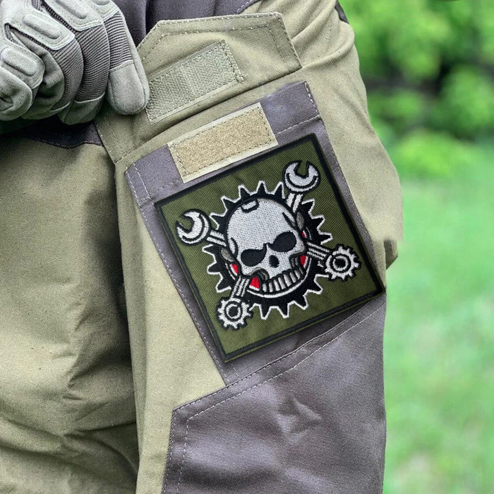 Parche táctico bordado calavera mecánica con gancho y bucle - imagen 5