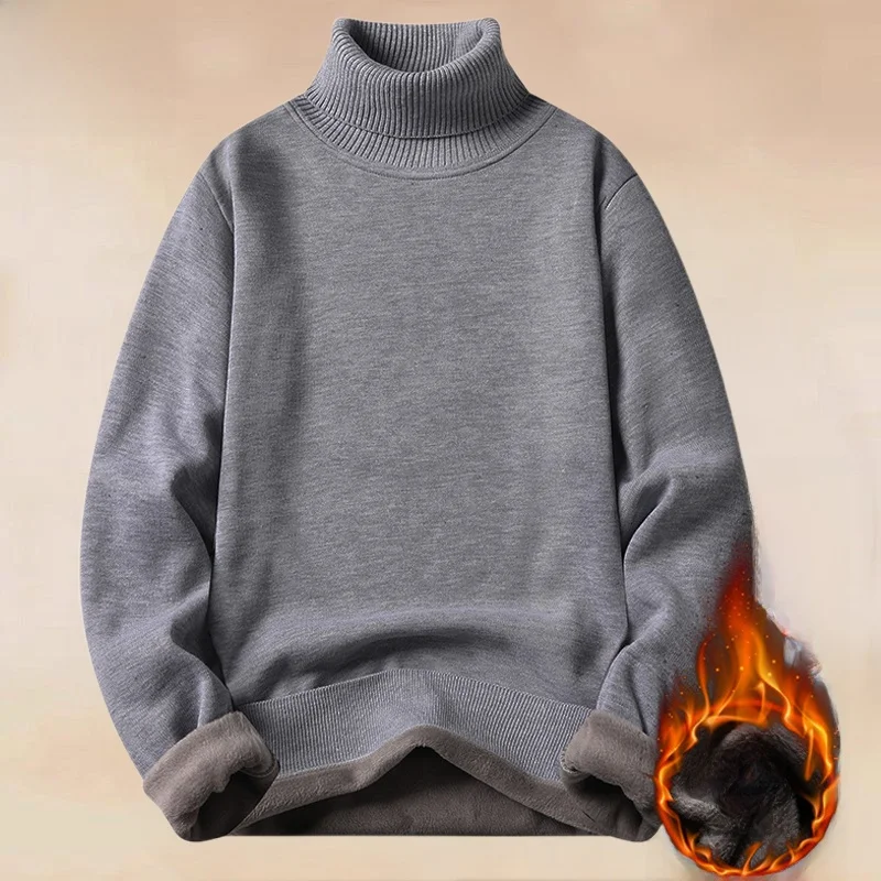 

Men's High Collar Fce Lined Thi Knitted Sweater Winter Base Layer irt Premium Color Woolen Yarn Casual Sle