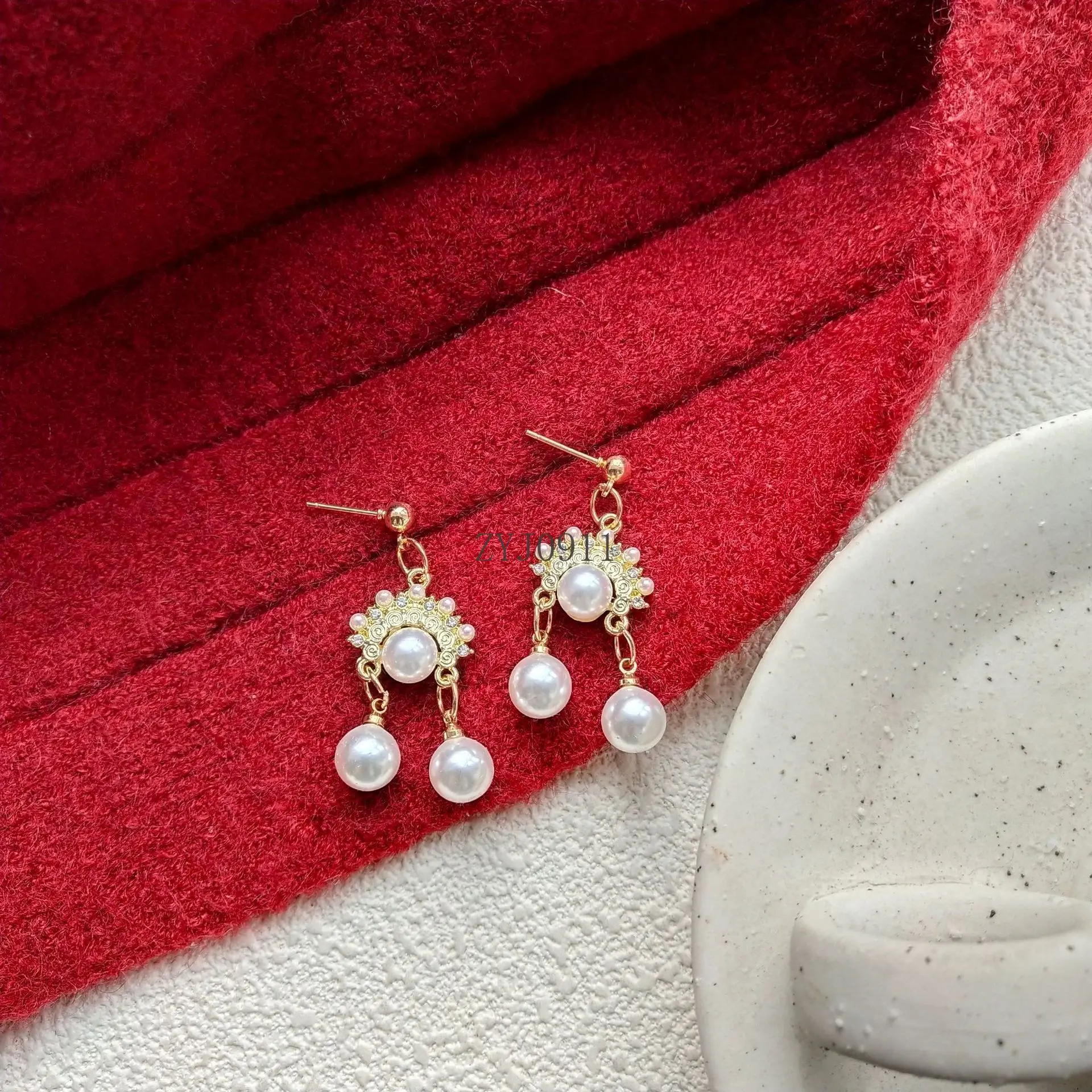 Boucles d'oreilles d'opéra de Pékin en argent S925 pour femmes, goujon vintage, mode chinoise, perle ethnique, bijoux de luxe
