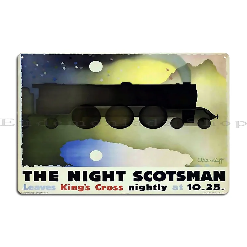 Railway Night Scotsman Metal Plaque Poster Wall Cave Rusty Club Club Character Tin Sign Poster