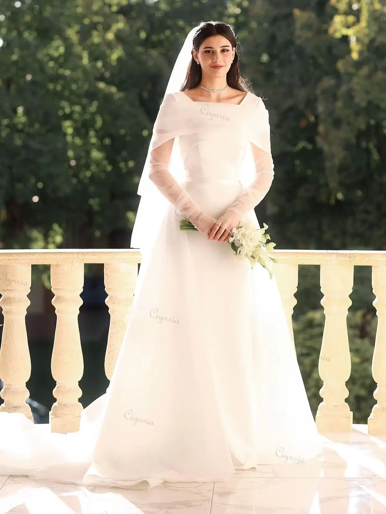 

Customized Elegant Wedding Dresses Bride 2026 New Organza White Ivory Women's Wedding Gowns Bridal with Veils vestido de novia