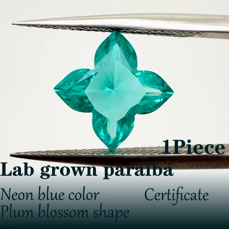 梅の花の形-vvs1-ラボグロウン-パライバ-ネオンブルー-カラー-vvs1-diy-高級ジュエリー作成材料用-wicertificate-付き
