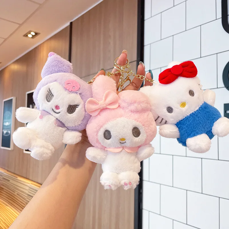 سلسلة مفاتيح من القطيفة Black Devil Kuromi، قلادة دمية تمثال سانريو، هدية صغيرة رائعة للسيدات #6