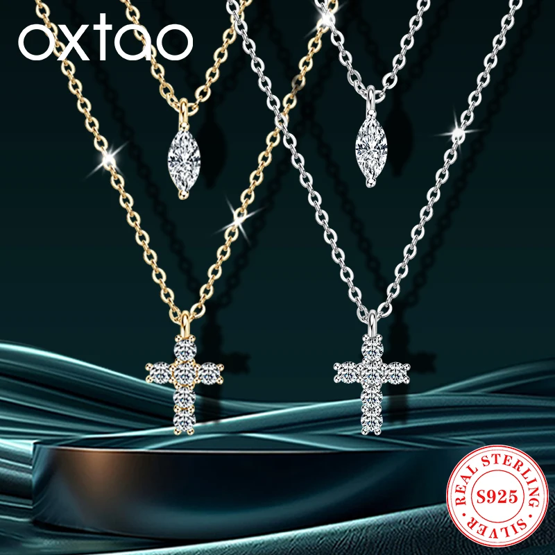 

Двухслойное ожерелье с подвеской в виде креста из муассанита, оригинальное серебро 925, регулируемая цепочка, ожерелья, женские украшения для свадебной вечеринки