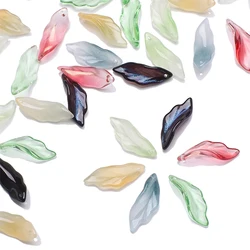20Pcs/Lot 9x20mm Glazed Crystal Glass Loose Beads Petals Leaf Shape Pendants For DIY Making Jewelry Earing Necklace Accessories