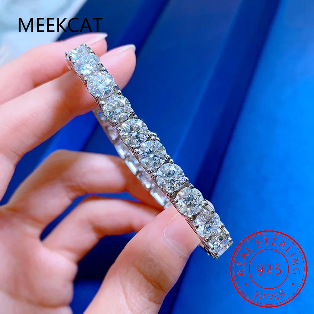 Fine Jewelry 925 Sterling Silver 4.0MM 5.0MM Pass Diamond Test GRA Moissanite Diamond Tennis Bracelets for Women Men Gift