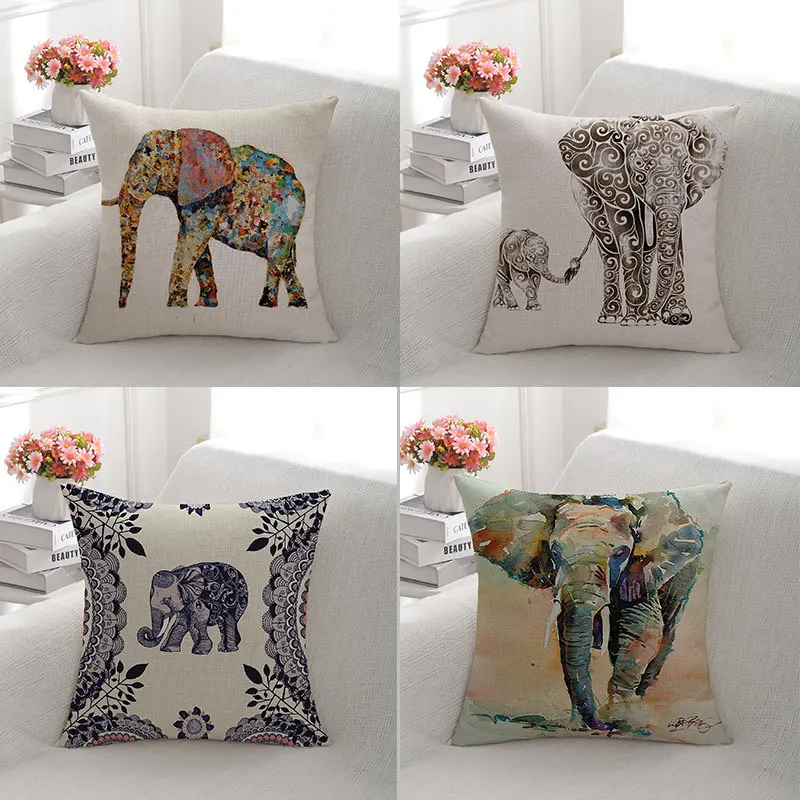 

Boho Elephant Decorative Pillowcases Colorful Elephant Pillows Case for Girls Room Sofa Bed Home Decor Throw Pillow Cover 45x45