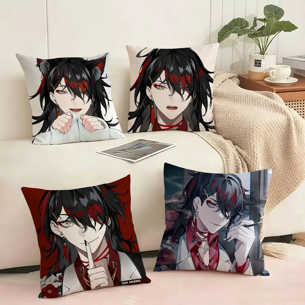Anime VTuber Vox Akuma  Square Double-Sided printed Pillow Case Bedroom Bedside Pillow Sofa Cushion Cover Gift