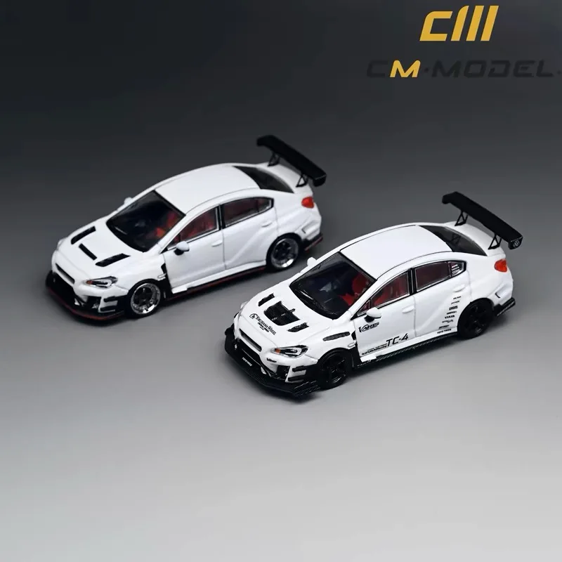 CM Model 1/64 Subaru Varis modified WRX VAB white alloy car model - two sets of replaceable tires