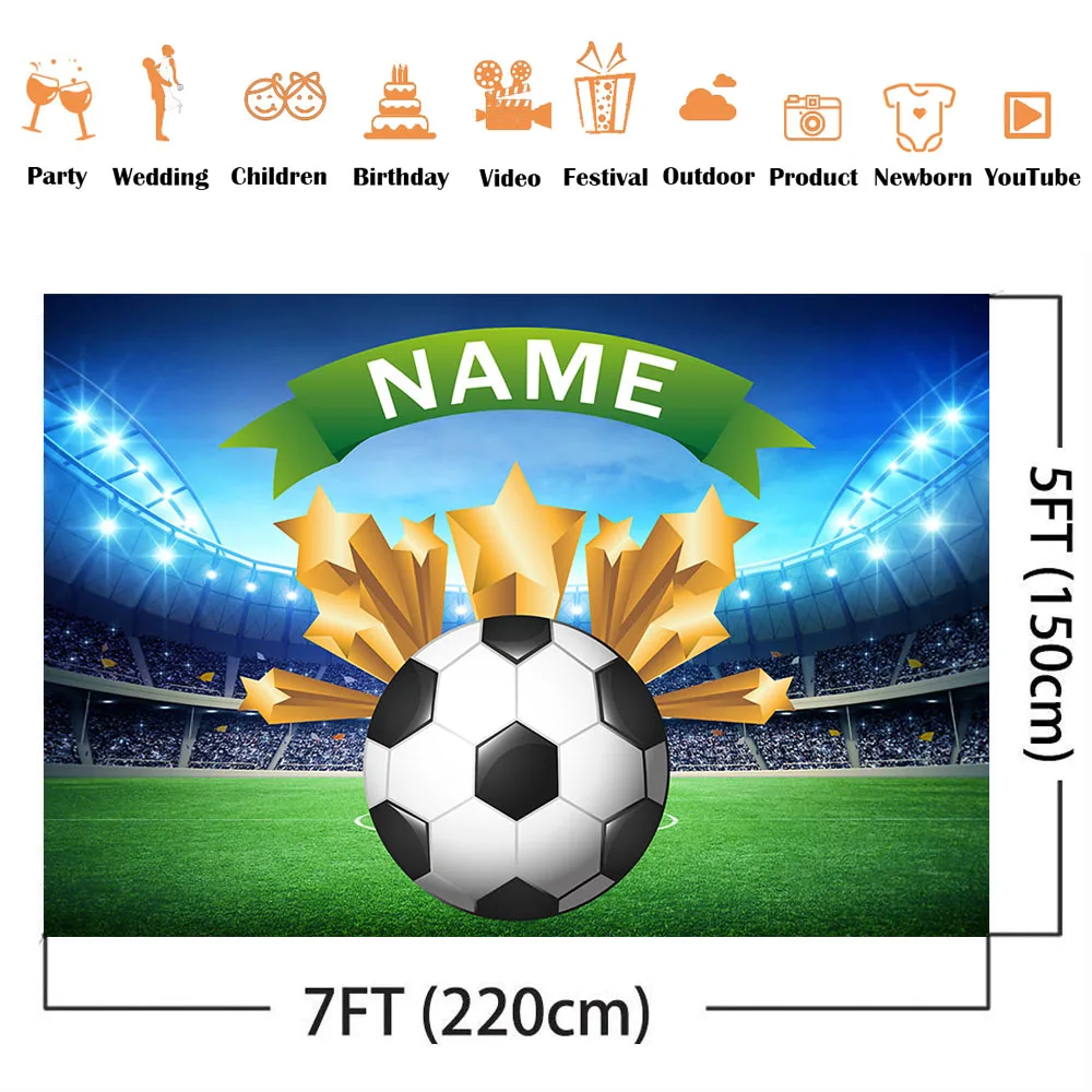Football Birthday Theme Background Customize Name Newbron Boy Kids Photo Background Photocall Decoration Supplies Banner