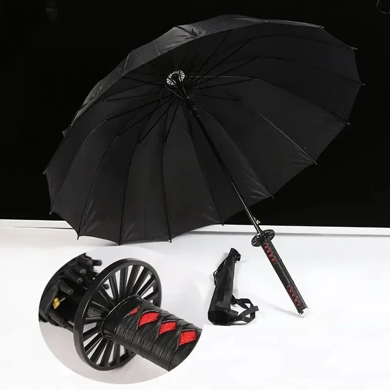 Demon Slayer Katana Handle Umbrella Tanjirou Long Handle Katana Sword Umbrellas Kimetsu No Yaiba Japanese Samurai Sword Parasol