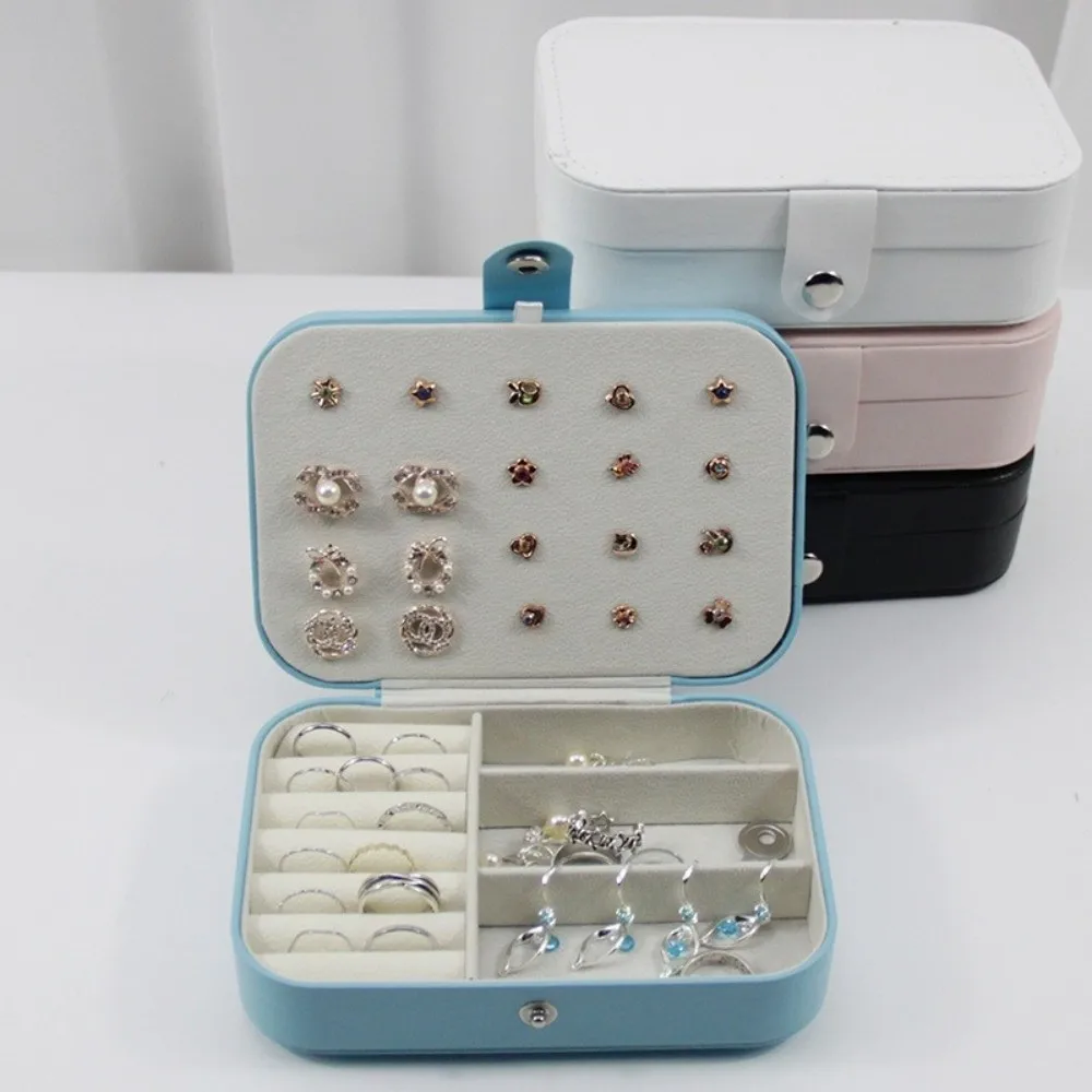 PU Leather Jewelry Box Multi Compartment Small Size Jewelry Storage Holder Compact Design Travel Jewelry Organizer