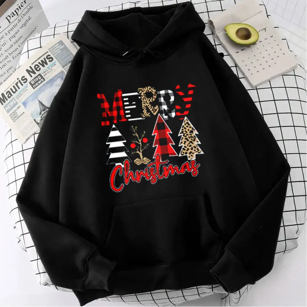 Merry Christmas Tree Leopard Graphic Hoodies Women Christmas Gifts Women\'s Sweatshirt Harajuku Fashion New Year Y2K Clothes