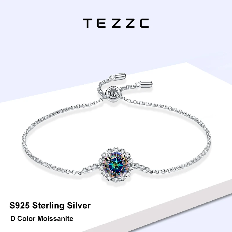 

Tezzc красочные драгоценные камни 1 карат блестящий браслет с бриллиантами с сертификатом 925 серебряная цепочка подвески для женщин девочек ювелирные изделия подарок