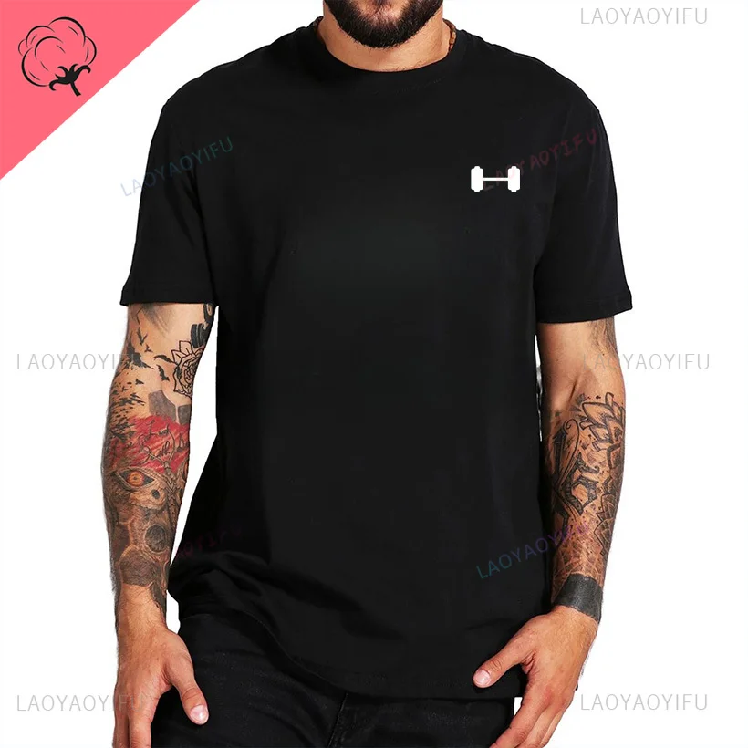 2024 Fun dumbbell print fitness fashion Street wear trend casual graphic summer men women universal short-sleeved T-shirt