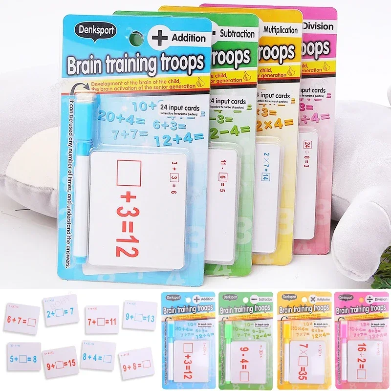 Training Math Erasable Add Subtract Multiply and Divide Table Cards Seheck Math Learning Tool Montessori Mathematical for Kids
