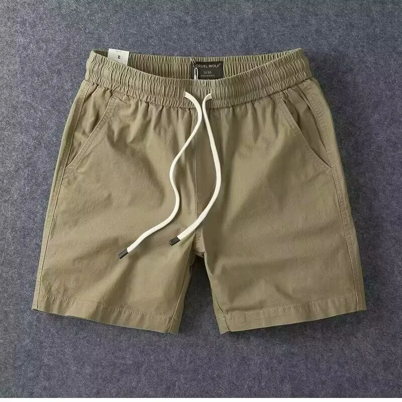 Pure Cotton Stylish Men's Pants, Summer Trendy Japanese-Style Stretchy Casual Shorts