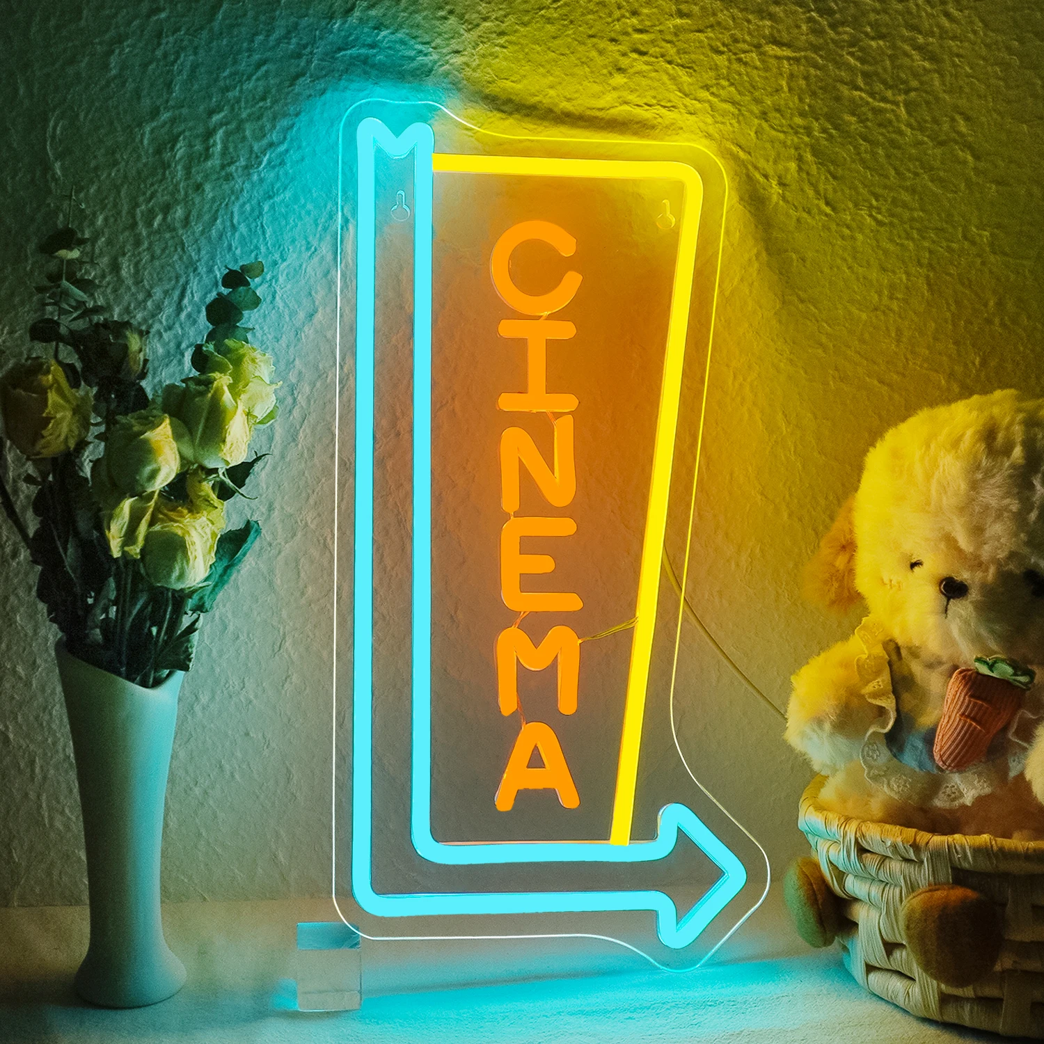 Cinema This Way Neon Sign For Wall Decor Dimmable USB Lamp Home Theater Entrance Room Decoration Signs Creative Logo LED Lights