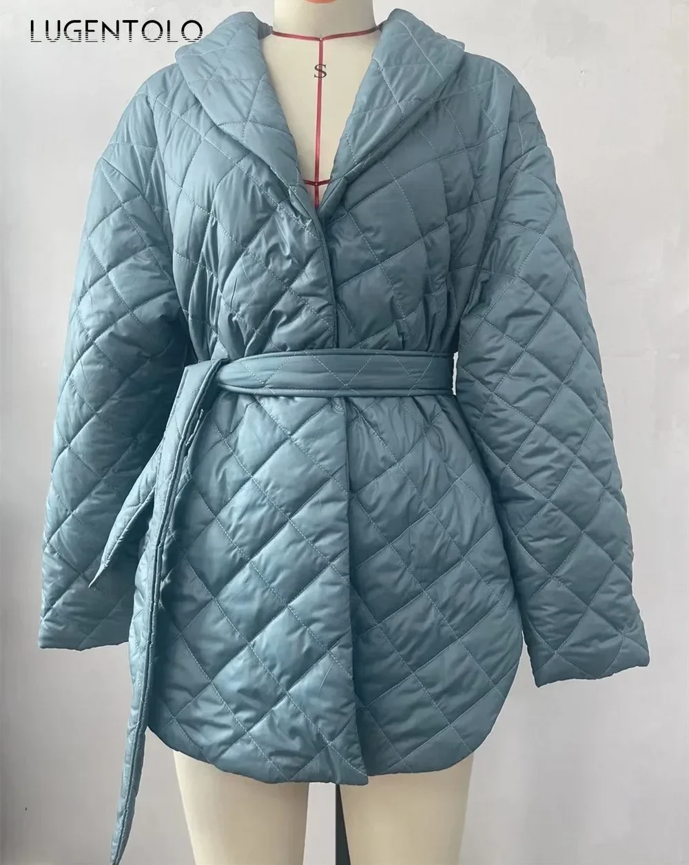 Parkas ajustadas de vendaje para mujer, chaqueta de manga larga con solapa y bolsillo, de un solo pecho, abrigos sólidos a la moda, novedad de otoño